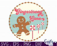 Gingerbread Lane Round Christmas Sign