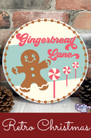 Gingerbread Lane Round Christmas Sign