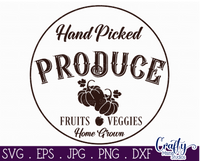 Hand Picked Produce Round Svg