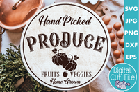 Hand Picked Produce Round Svg