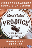 Hand Picked Produce Round Svg