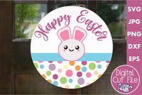 Happy Easter Round Svg, Easter Bunny