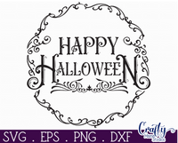 Happy Halloween Round Sign Svg