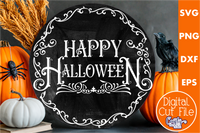 Happy Halloween Round Sign Svg