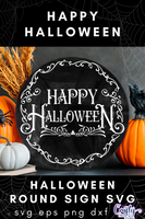 Happy Halloween Round Sign Svg