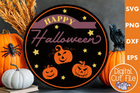 Round Retro Halloween Svg, Happy Halloween