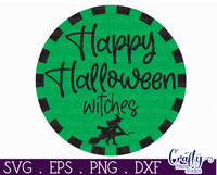 Happy Halloween Witches Round Svg