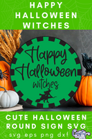 Happy Halloween Witches Round Svg