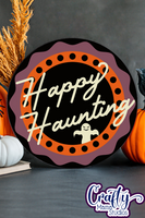 Round Retro Halloween Svg, Happy Haunting