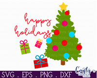 Happy Holidays Colorful Christmas Round SVG