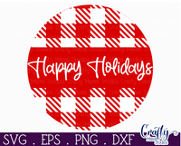 Happy Holidays Cute Christmas Round SVG