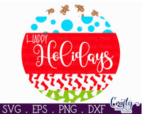 Happy Holidays Mix And Match Round SVG