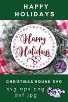 Happy Holidays Svg, Round Sign