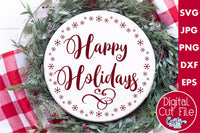 Happy Holidays Svg, Round Sign