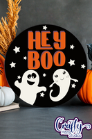 Round Retro Halloween Svg, Hey Boo