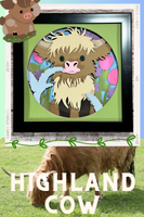 Highland Cow 3D Shadow Box File