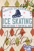 Ice Skating Vintage Christmas Sign