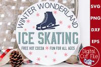 Ice Skating Vintage Christmas Round Sign