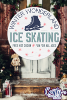 Ice Skating Vintage Christmas Round Sign