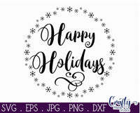 Happy Holidays Svg, Round Sign