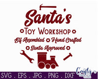 Round Christmas Svg, Santa's Toy Workshop