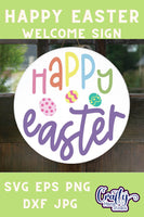 Happy Easter Round Sign Svg