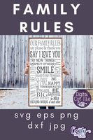 Family Rules Svg, Farmhouse Sign