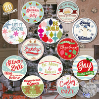 Round Retro Christmas Sign Bundle #1