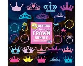 Crown Svg, Princess Crown Monogram Bundle