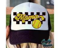 Softball Mama Silver and Black Faux Glitter PNG