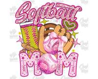 Softball Mom Coquette Bow Png