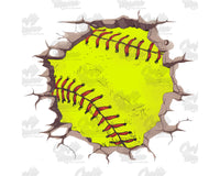 Softball Cracked Wall Png