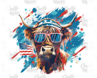 4th Of July Highland Cow Png