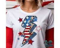 4th Of July Leopard Print Lightning Bolt Png