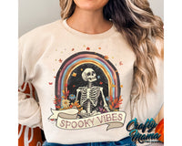 Spooky Vibes Retro Skeleton Png