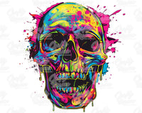 Neon Trendy Halloween Skull Png