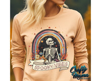 Spooky Vibes Retro Skeleton Png