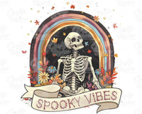 Spooky Vibes Retro Skeleton Png