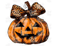 Jack O Lantern Leopard Print Bow Png