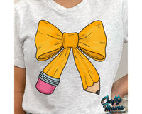 Back to School Coquette Pencil Bow Png