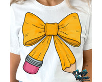 Back to School Coquette Pencil Bow Png