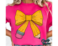 Back to School Coquette Pencil Bow Png