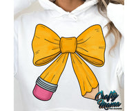 Back to School Coquette Pencil Bow Png