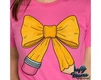 Back to School Coquette Pencil Bow Png