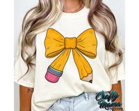 Back to School Coquette Pencil Bow Png