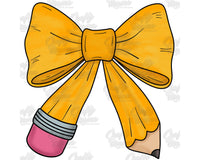 Back to School Coquette Pencil Bow Png