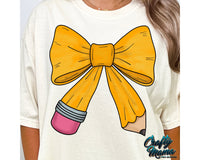 Back to School Coquette Pencil Bow Png