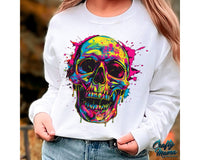 Neon Trendy Halloween Skull Png