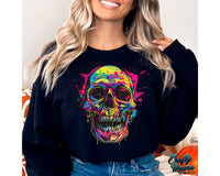 Neon Trendy Halloween Skull Png