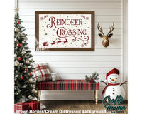 a christmas scene with a snowman and a reindeer